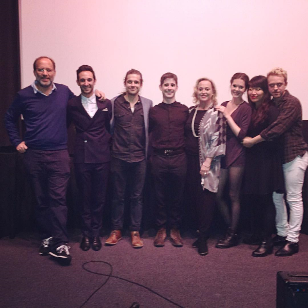 L to R: Ira Sachs, Joey Kuhn, Jason Ralph ("Sebastian"), Jonathan Gordon ("Charlie"), Allison Mackie ("Charlie's Mom"), Meghann Fahy ("London"), Kimberly Parker, Max Jenkins ("Dracula")