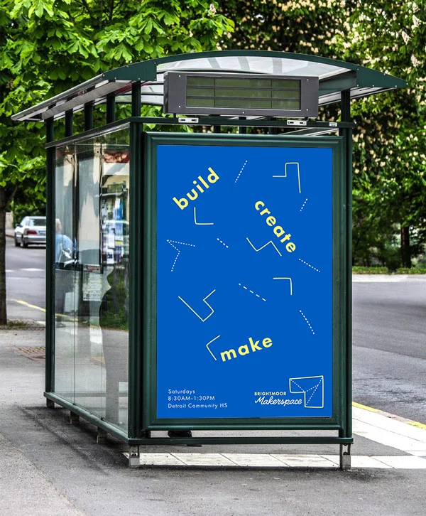 Mockup of bus shelter OOH advertisement.