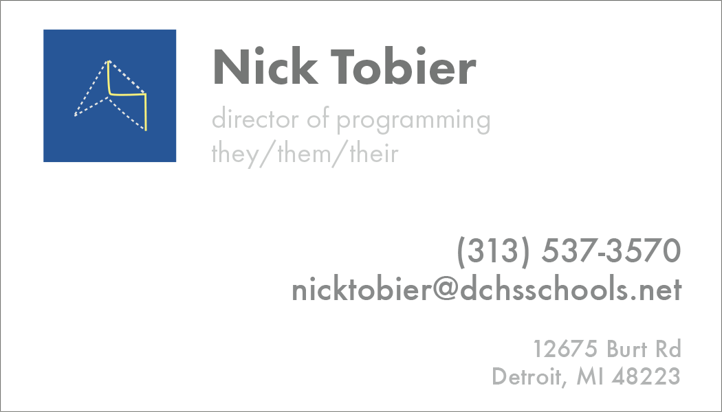 Business card detail.