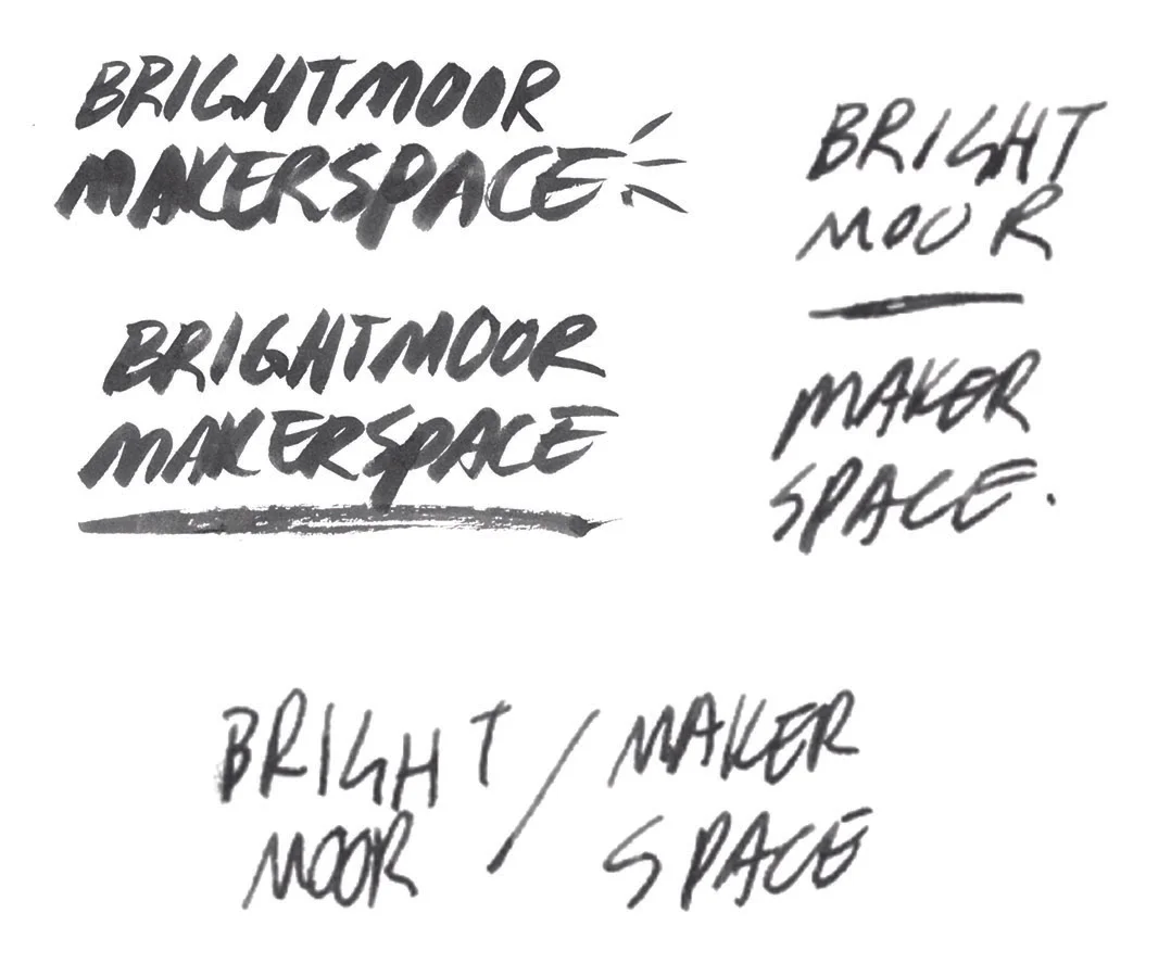 Logo sketches. Here, I was exploring a hand-scripted typeface using a brush pen.