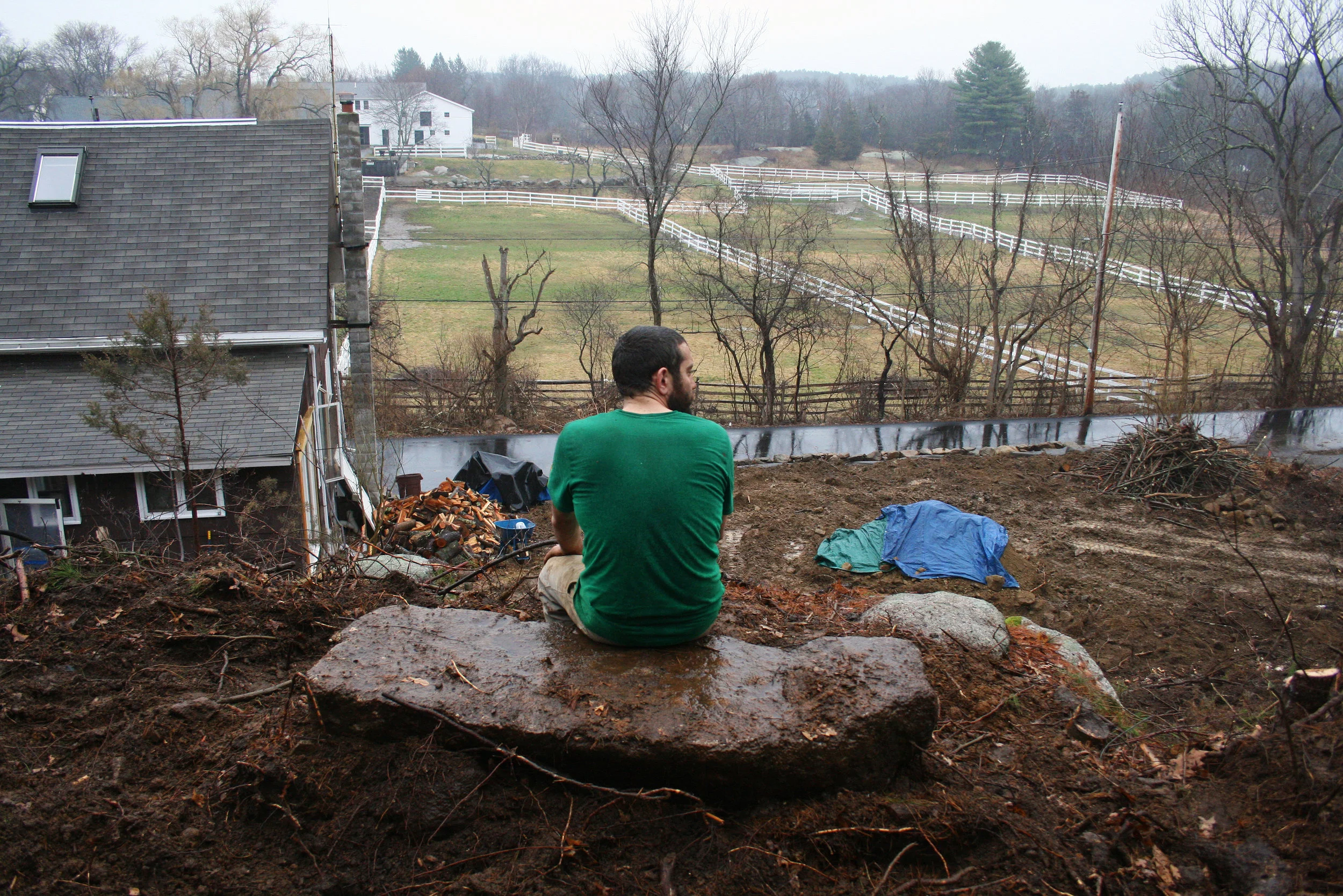 March 2016 Bench seat set, bare land from all the construction and shaping of the hillside.