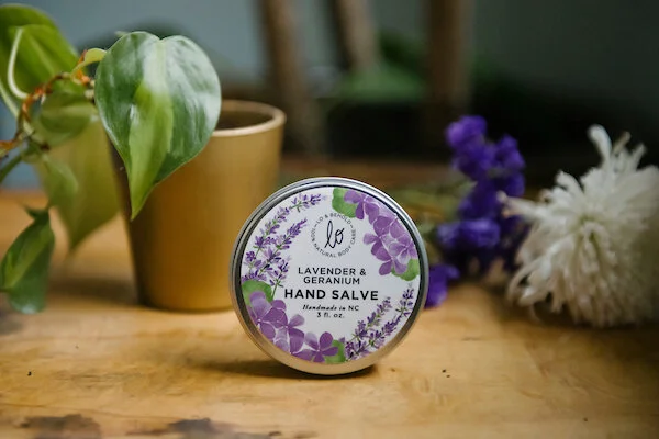 Lavender &amp; Geranium Hand Salve on table
