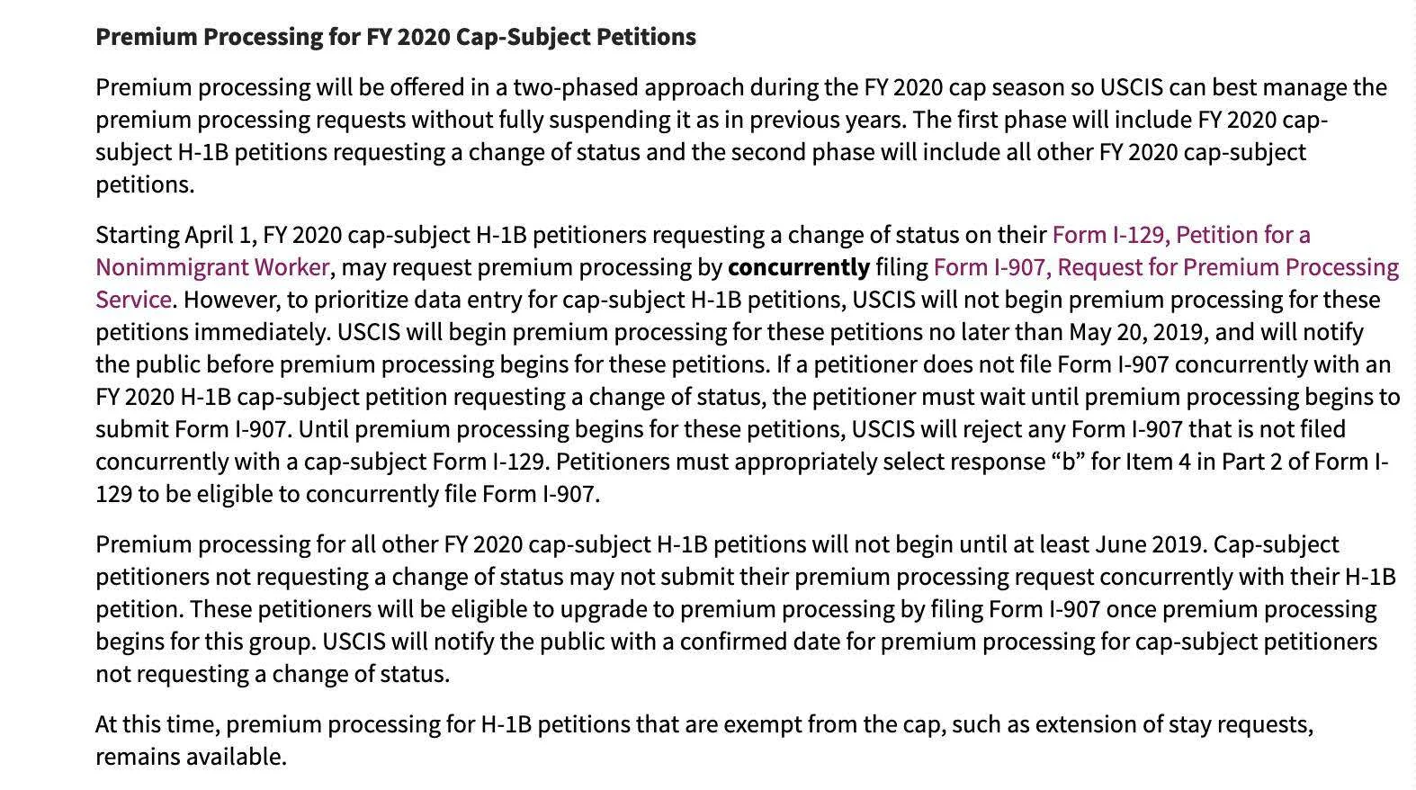 2019年4月1号递交H1B加急审理的相关规定