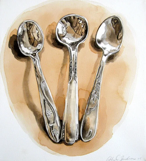 Soup spoon, 2005, sumi ink & tea, 10x11.JPG