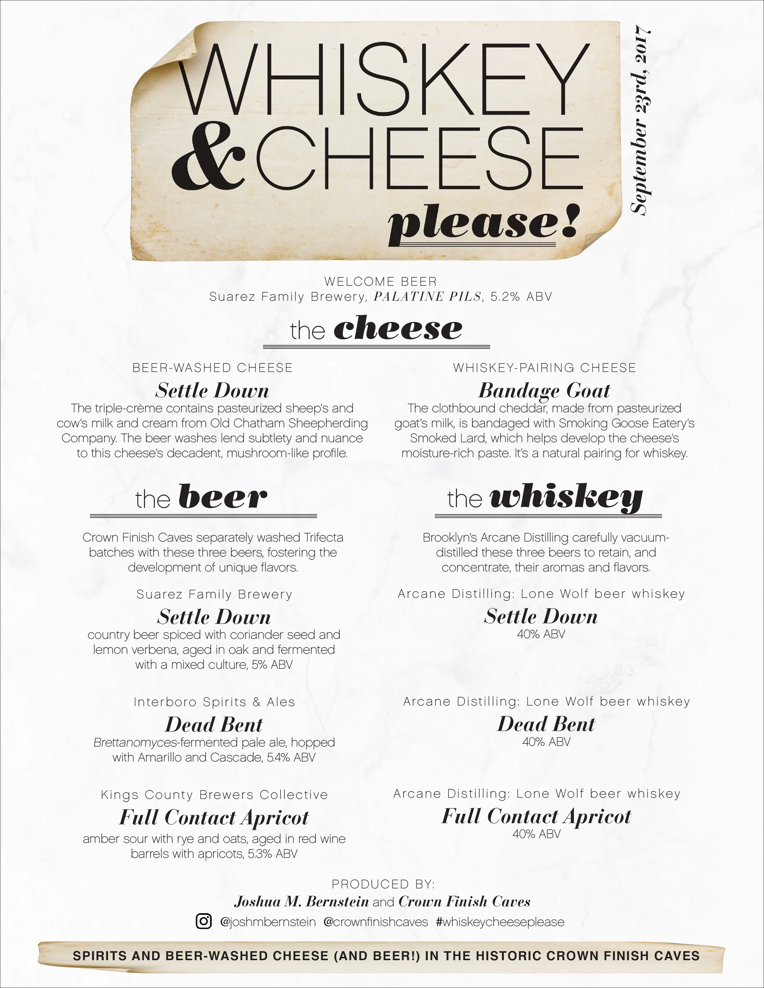 Whiskey & Cheese, Please - Event Logo and Menu Design