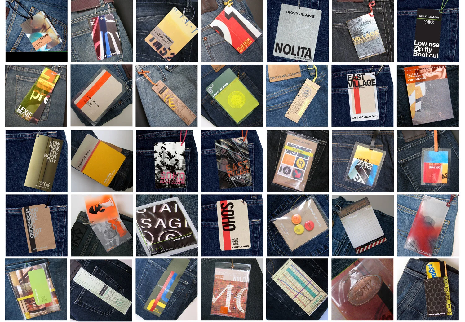 DKNY Jeans rebrand hang tag exploration