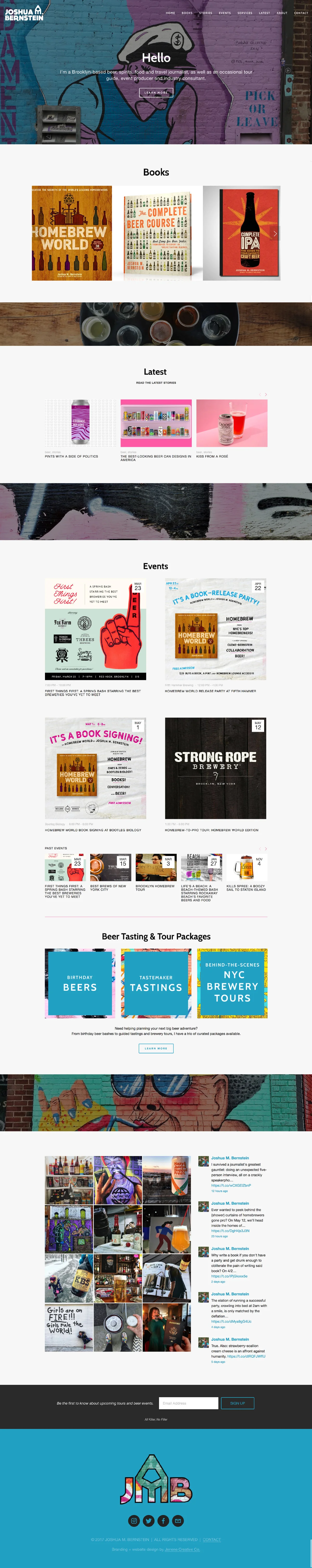 Squarespace website homepage and branding for Joshua M. Bernstein