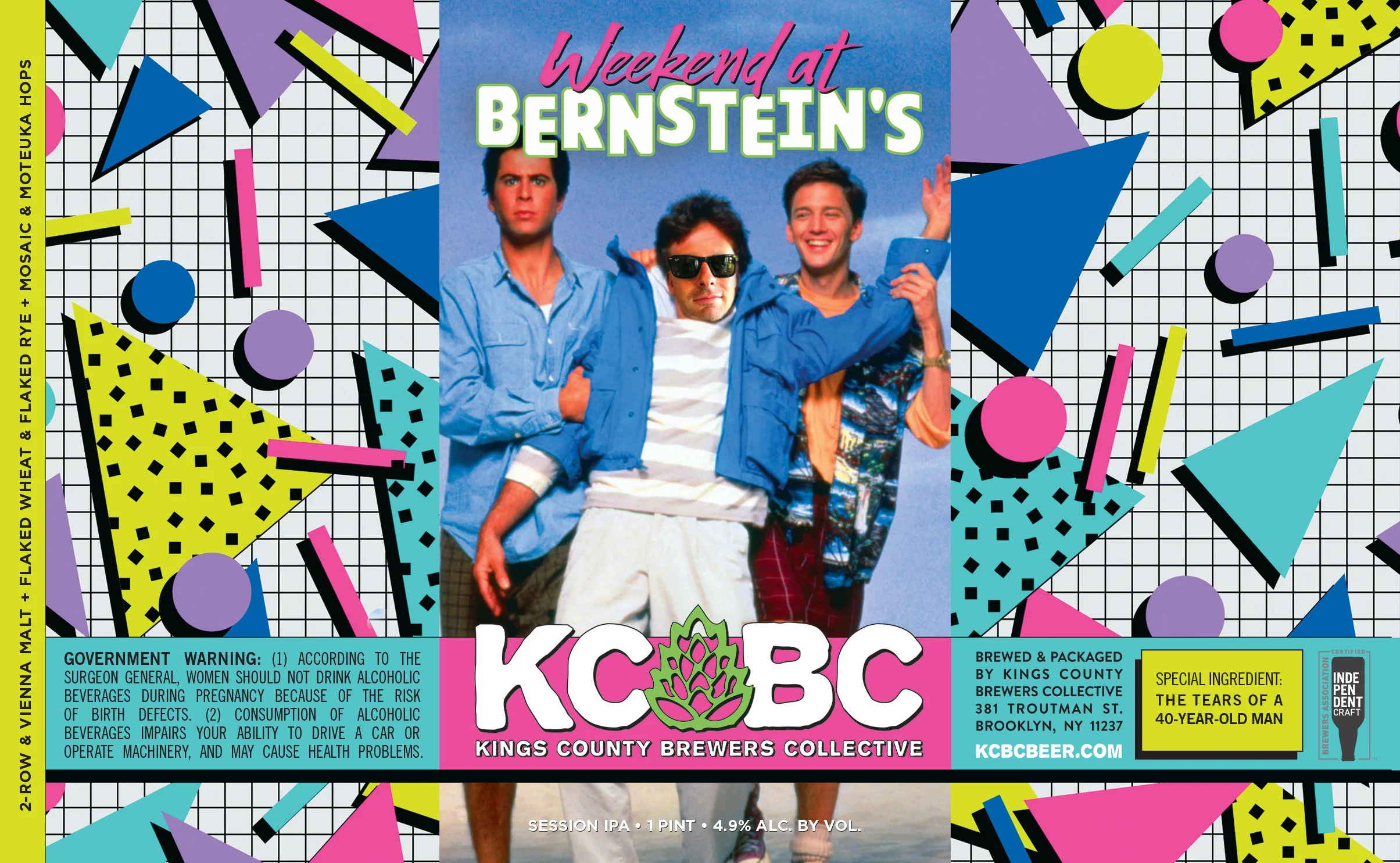 Weekend at Bernstein's custom beer label design - full label
