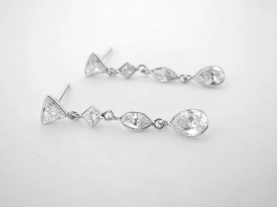 geometric diamond drop earrings