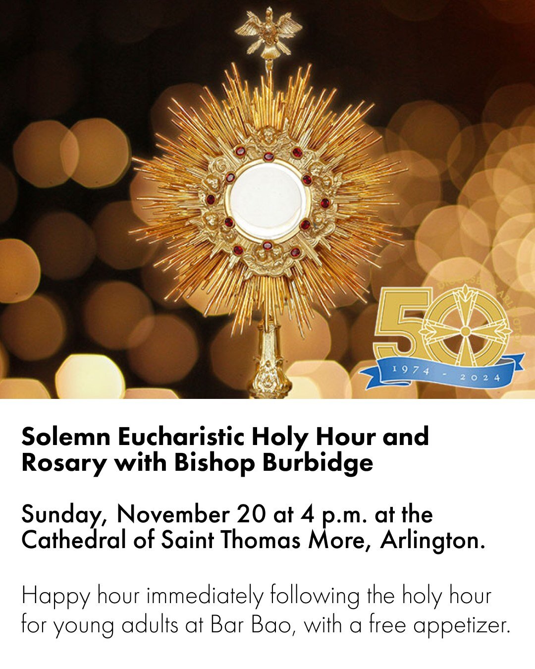 You are invited to join Bishop Burbidge for a Solemn Eucharistic Holy Hour with the Recitation of the Holy Rosary to inaugurate Preparation Year II of our diocesan Golden Jubilee. The theme for Year II is &quot;Rejoice: My soul rejoices in the Lord!&