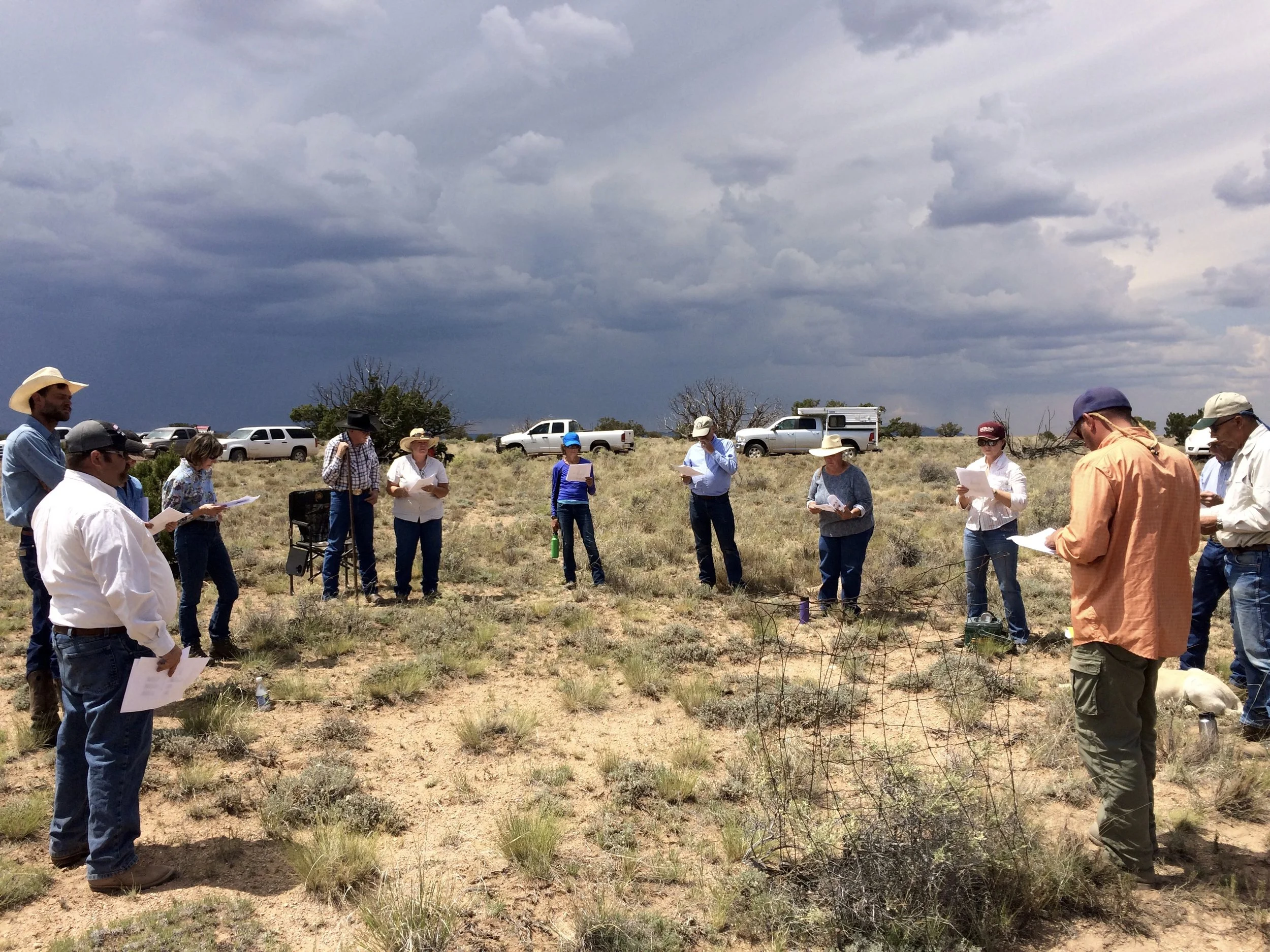 The first stop at was an FRSG cage, where Iric Burden, Steve Cassady, and Laura Dorsey explained what the 23+ years of data shows about elk and cattle useage on the ranch.
