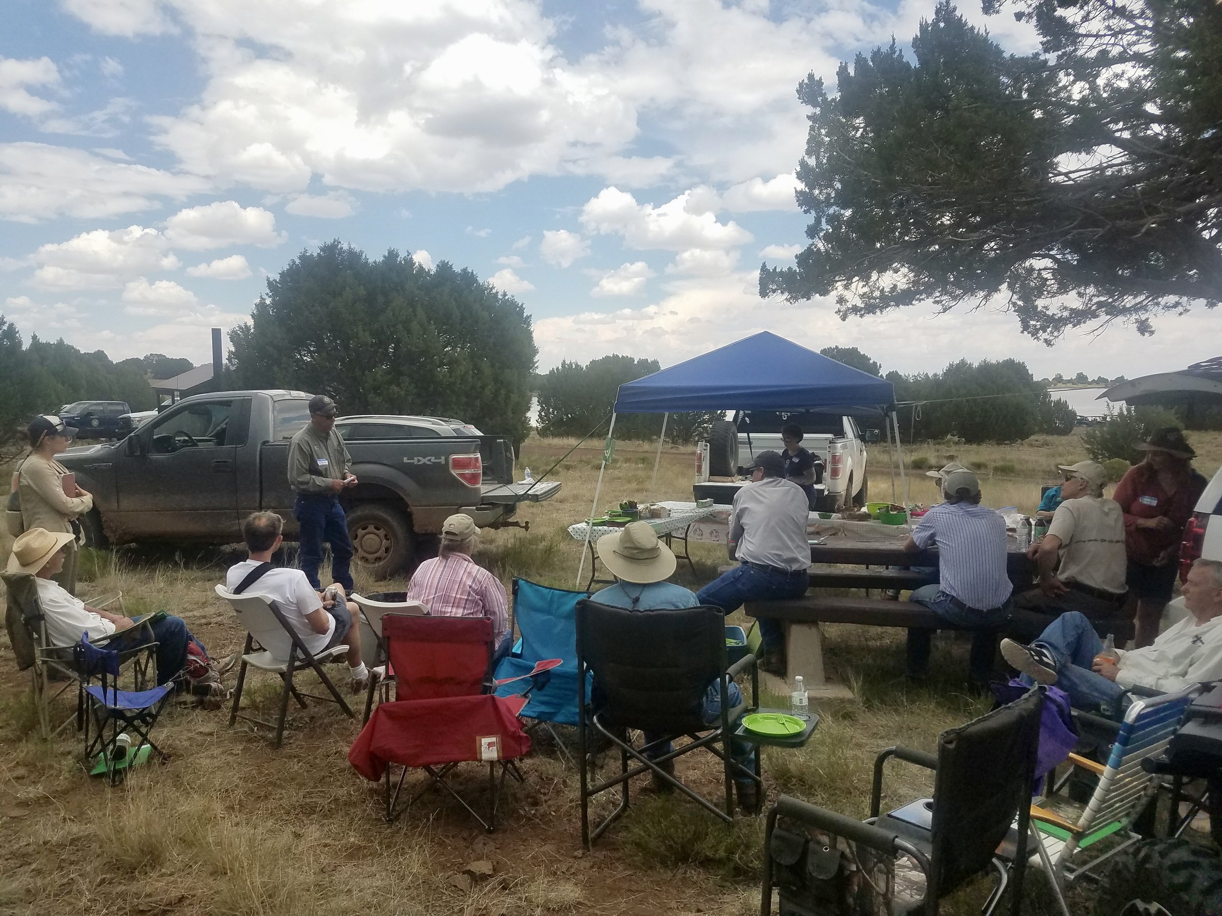 After lunch, Steve Cassady, Landowner Relations Specialist with AZ Game and Fish Department Flagstaff , spoke about his work, the Compact Agreement on the ranches, and other programs for land and resource users on the public and private lands in northern Arizona.