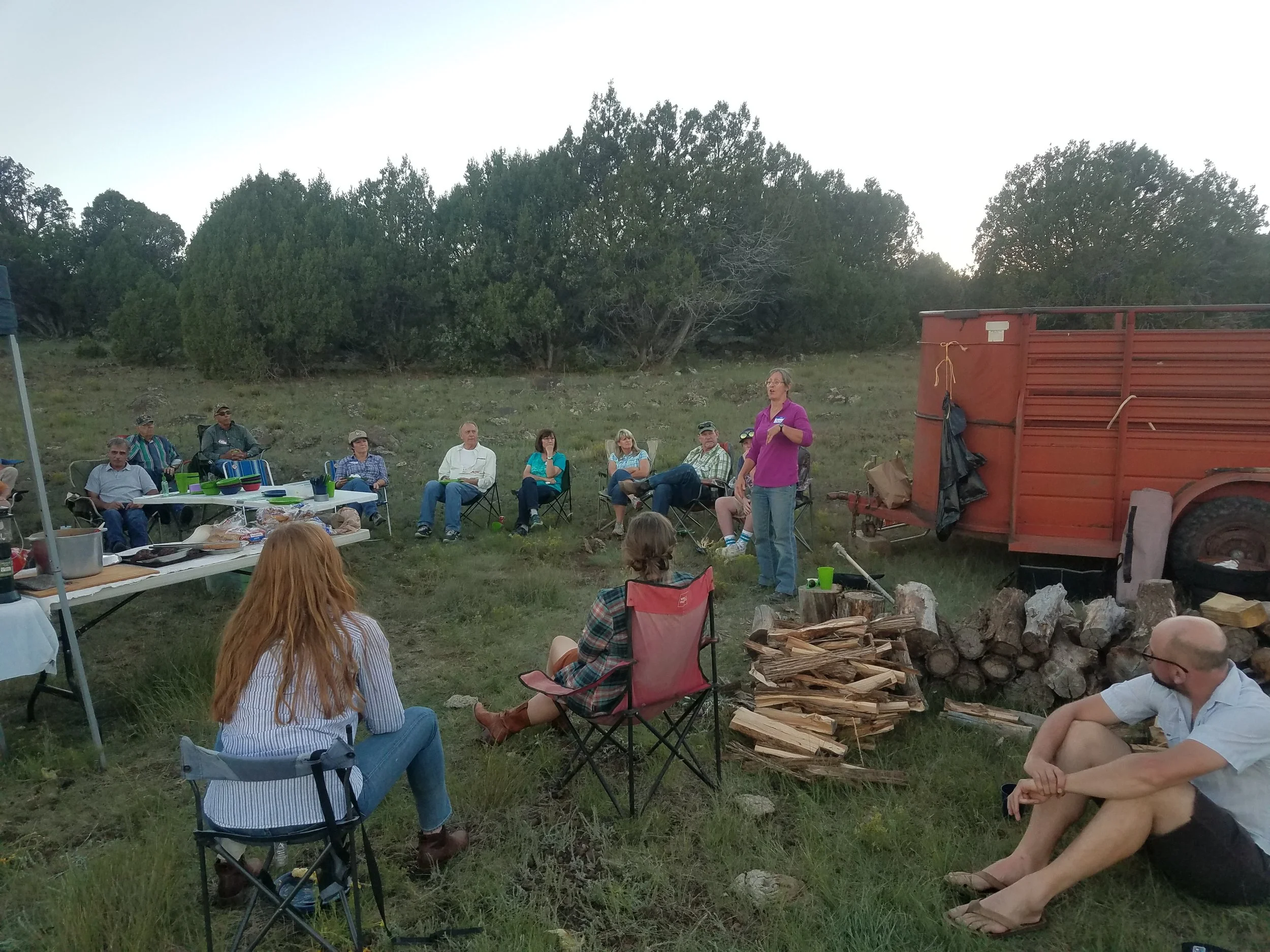 Suze Manci (Flagstaff teacher, participant in the Summer Agricultural Institute) talking with the group about her experience in the Institute and what she hopes to do with what she learned! (Photo by Jeremy Krones)