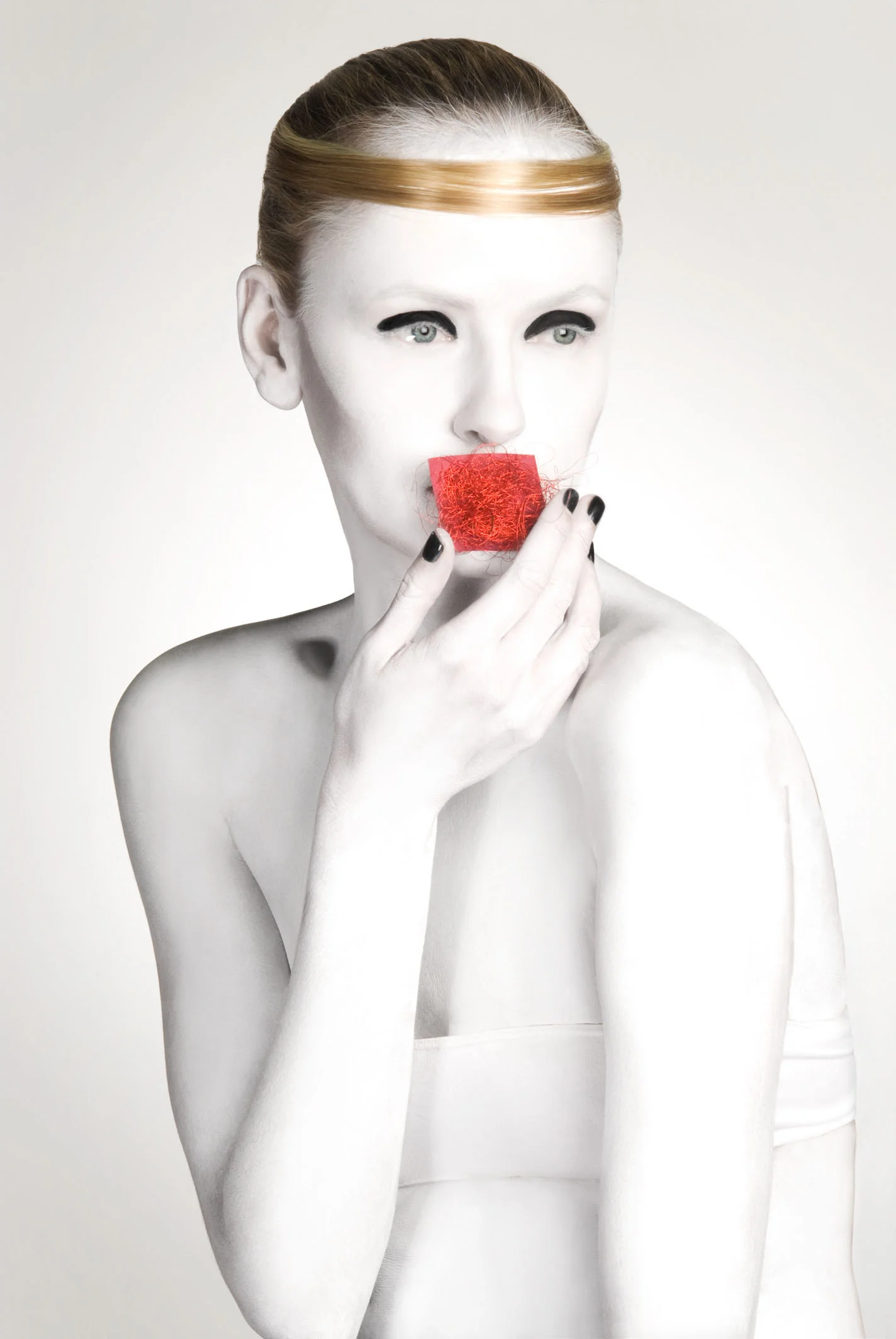 Fashion Retouch. Body paint smoothing; hair, skin and make up retouch; colour adjustment. For Panos Lyris.