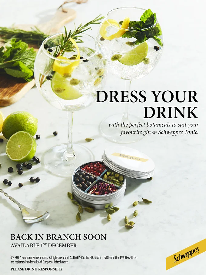 Scwheppes Botanicals (featured in Waitrose magazine and stores) - Full composite, retouch, colour match for Mesh Marketing Agency