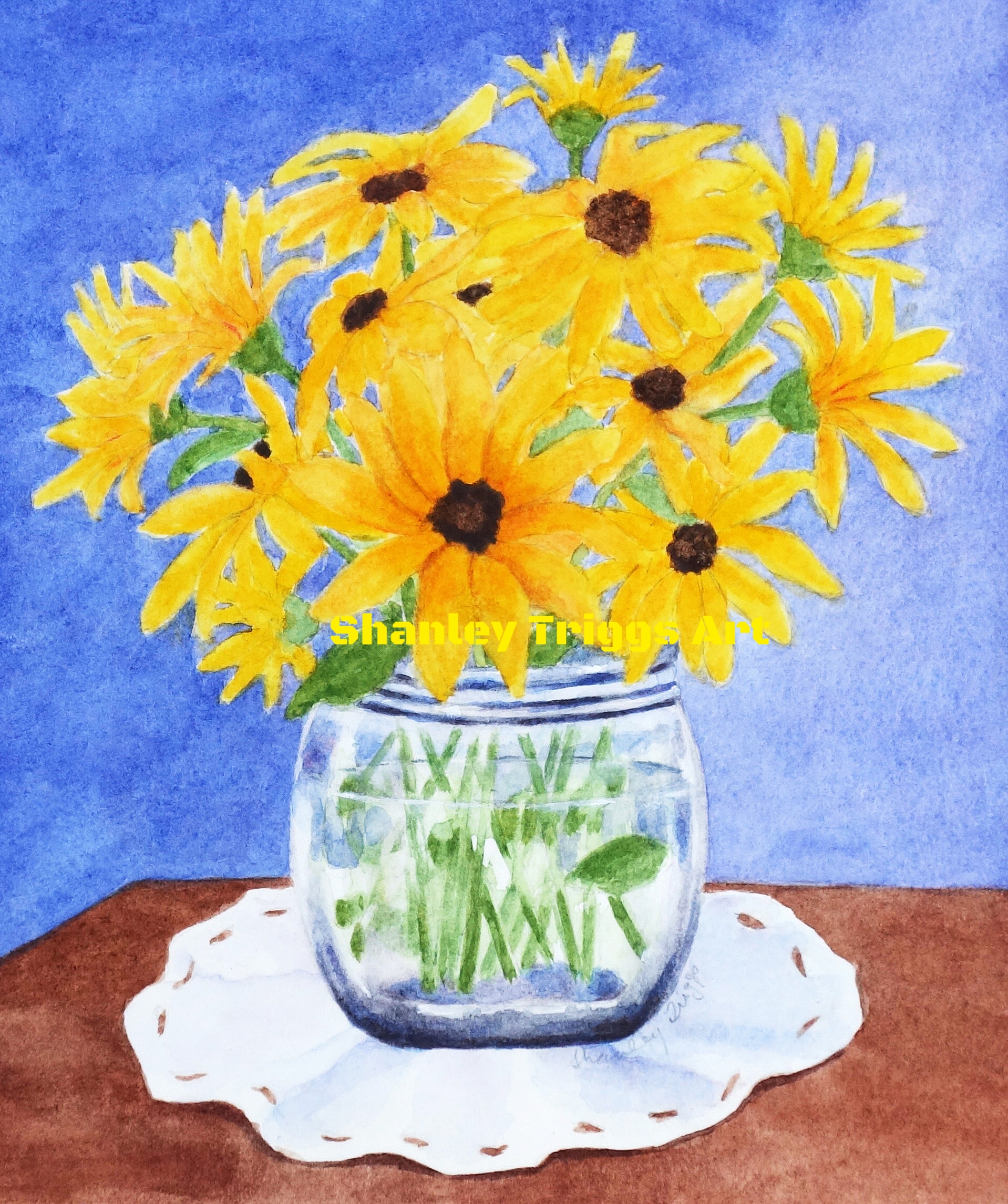 F-9689 Black-eyed Susan in Jar 5 x 7 8 x 8
