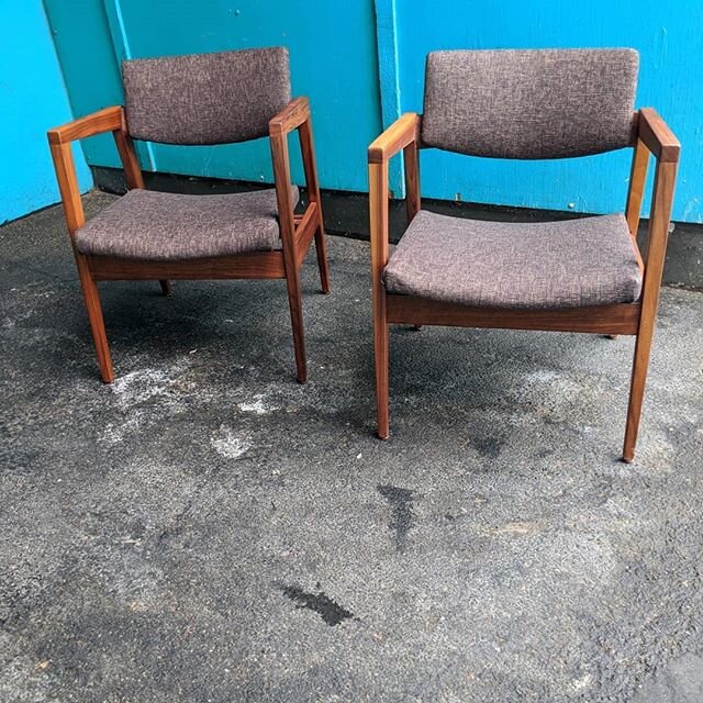 An amazing pair of Walnut Gunlocke chairs. Sculptural and comfortable. For sale as a pair or individually. Interested? Let us know and we can set up an appointment for you to check them out.