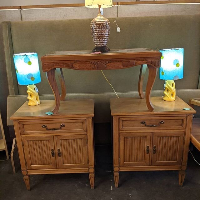 Matching bedside tables. House made lamps. What else do you need?