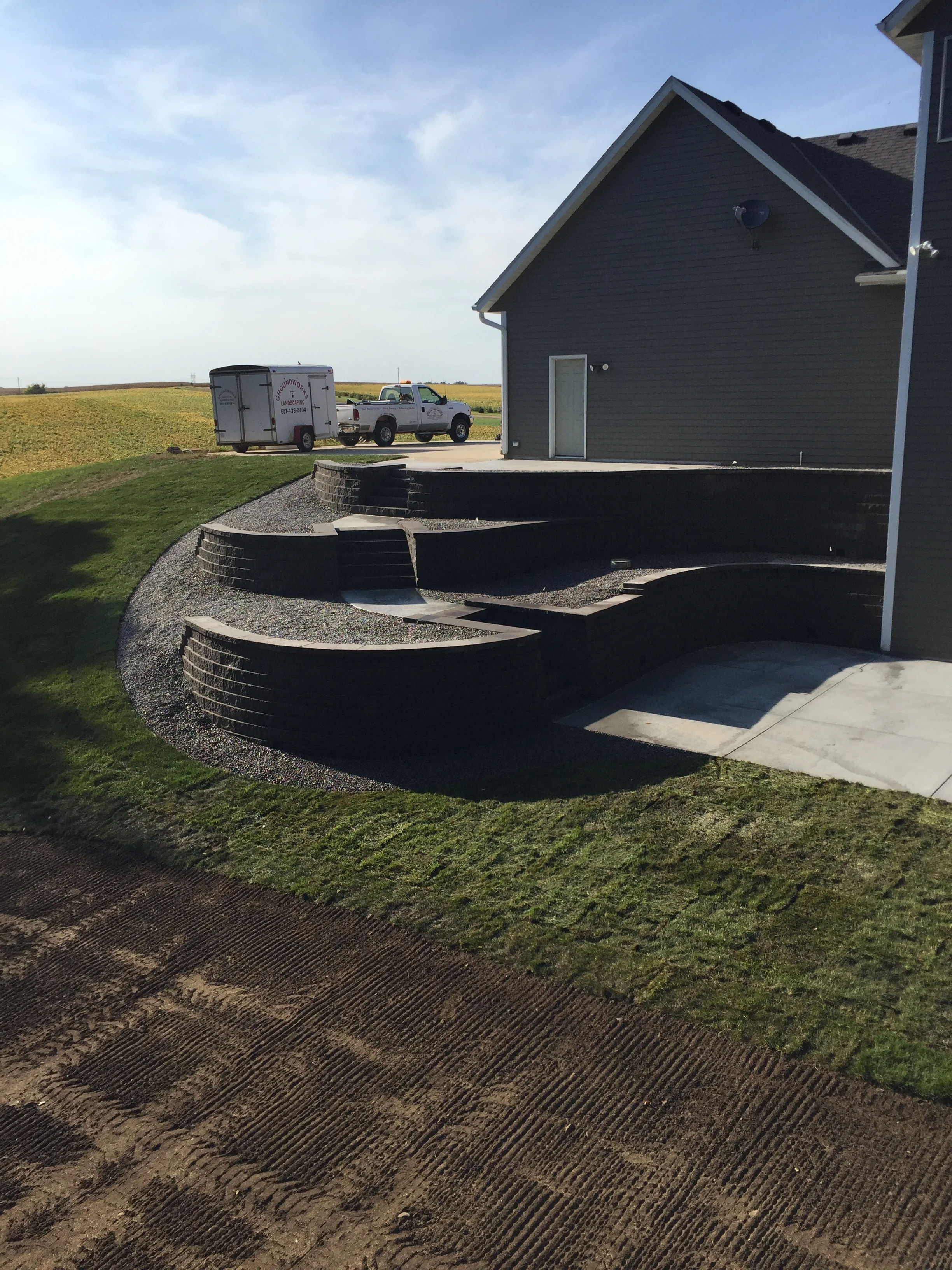 Three Tier Retaining Wall with built in Staircases