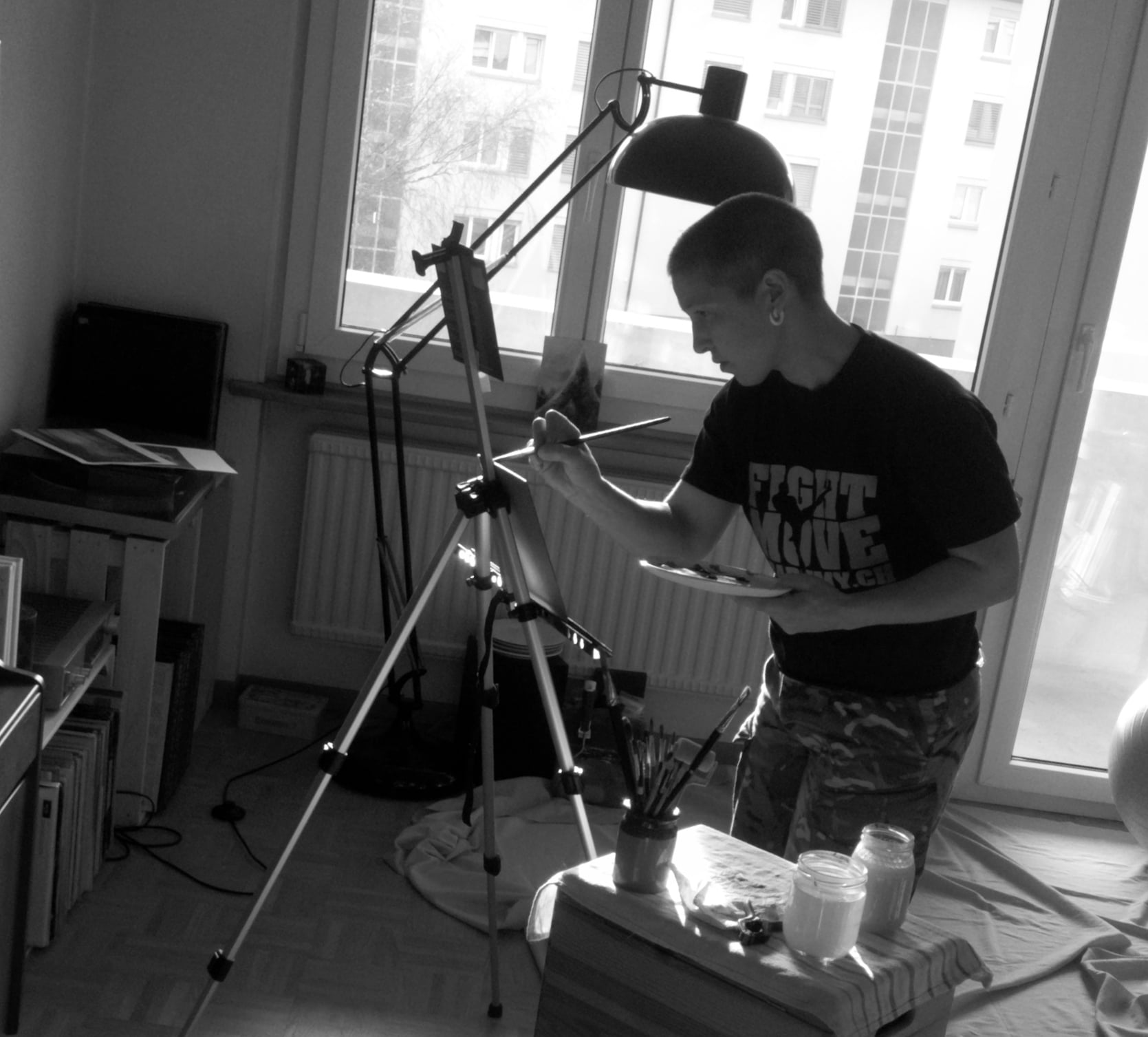 Victoria in her studio in Switzerland, January 2016