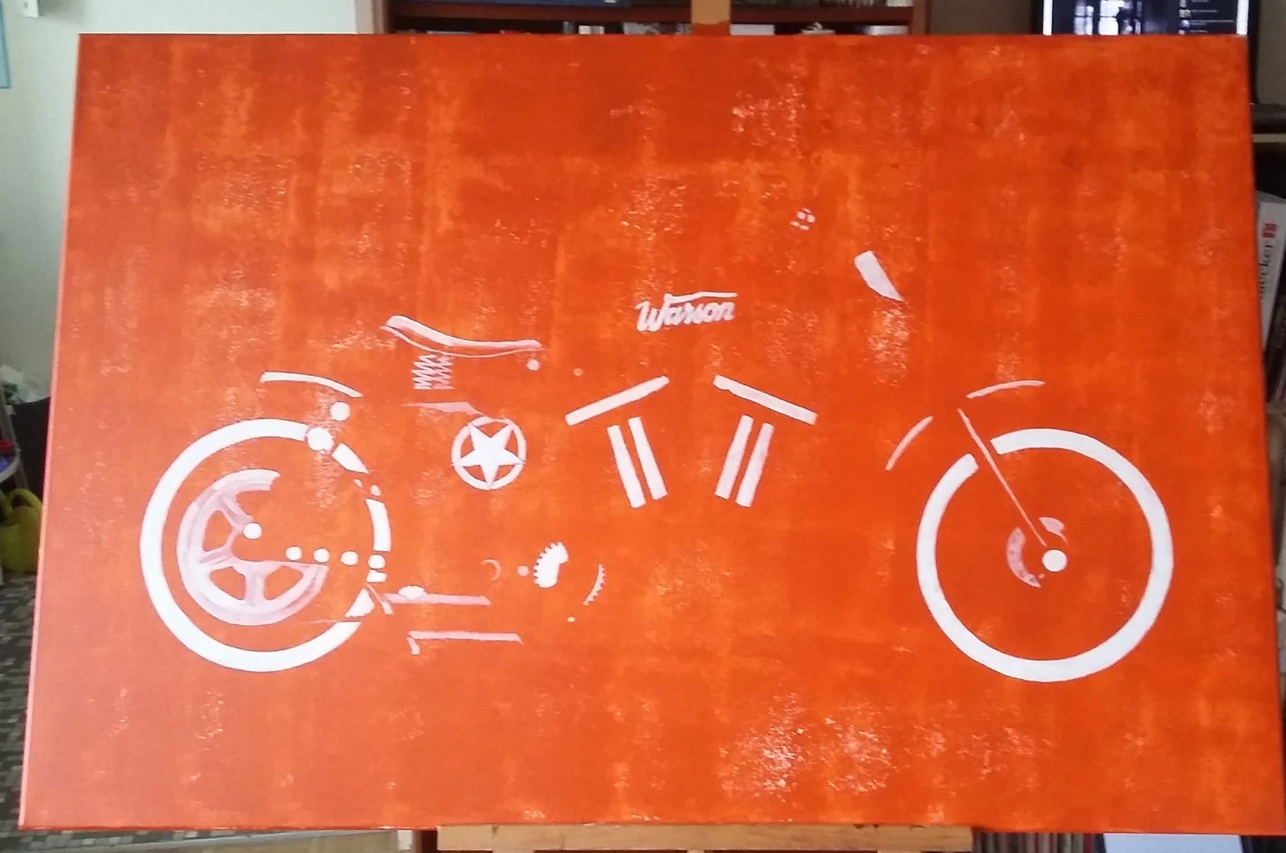 Burnt orange background with first layer of white