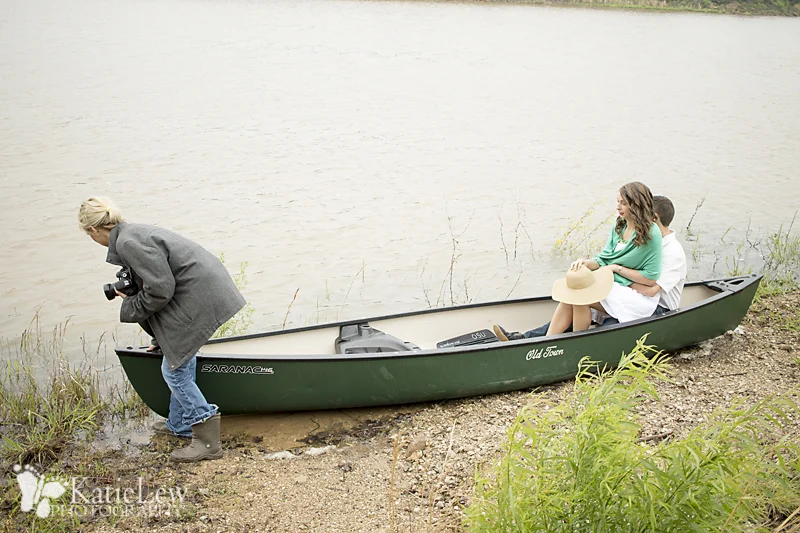 Steph getting the canoe just where she wants it.