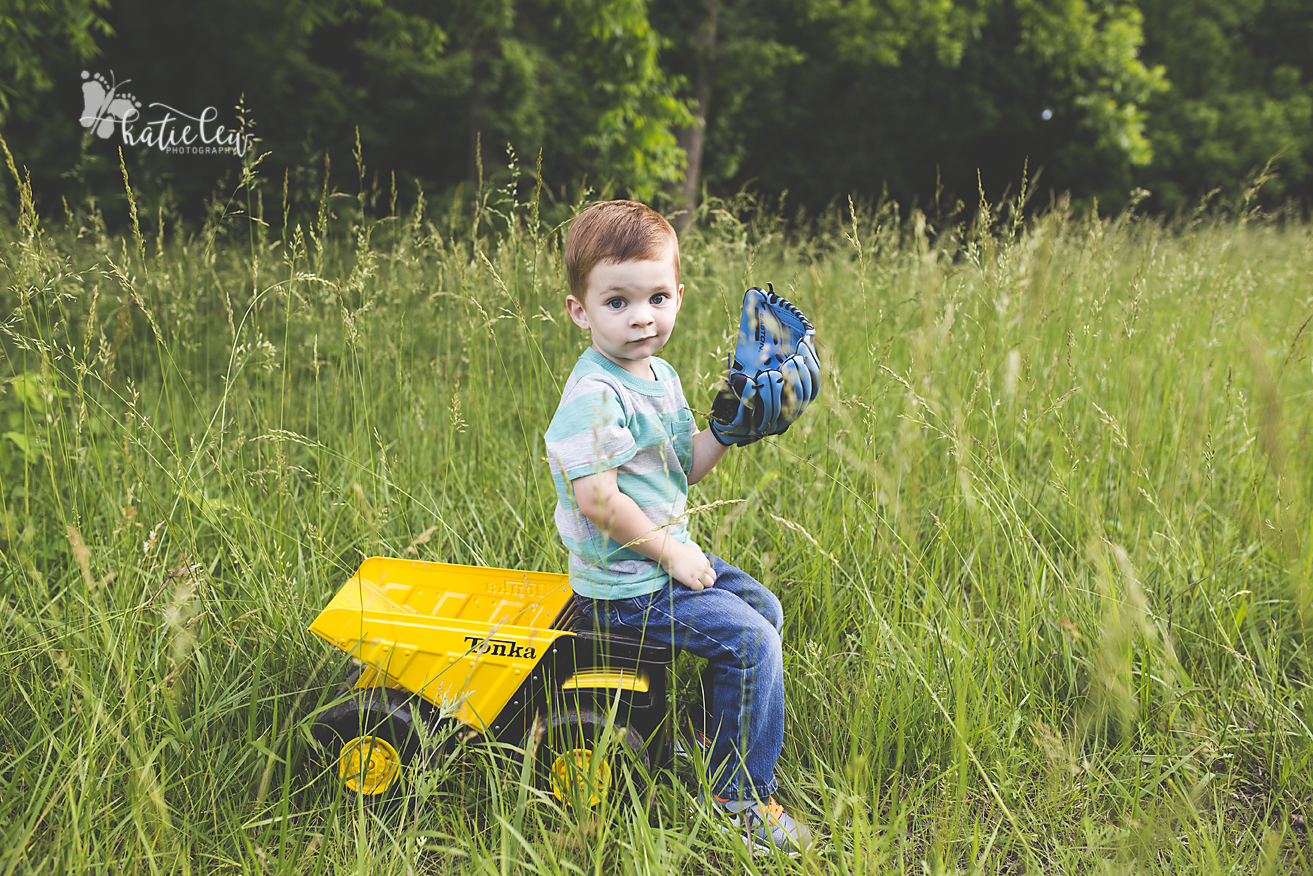 three year old and his dump truck