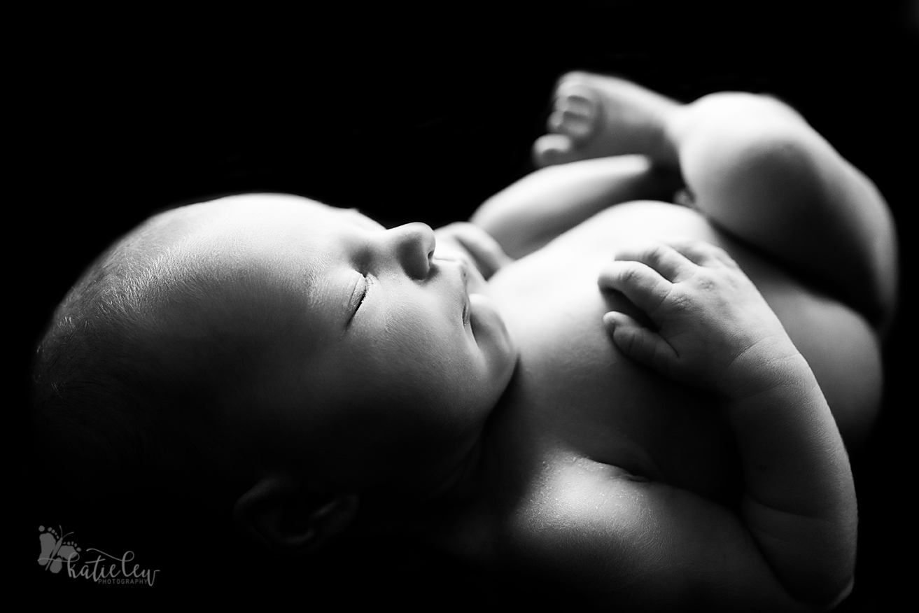 newborn black and white profile