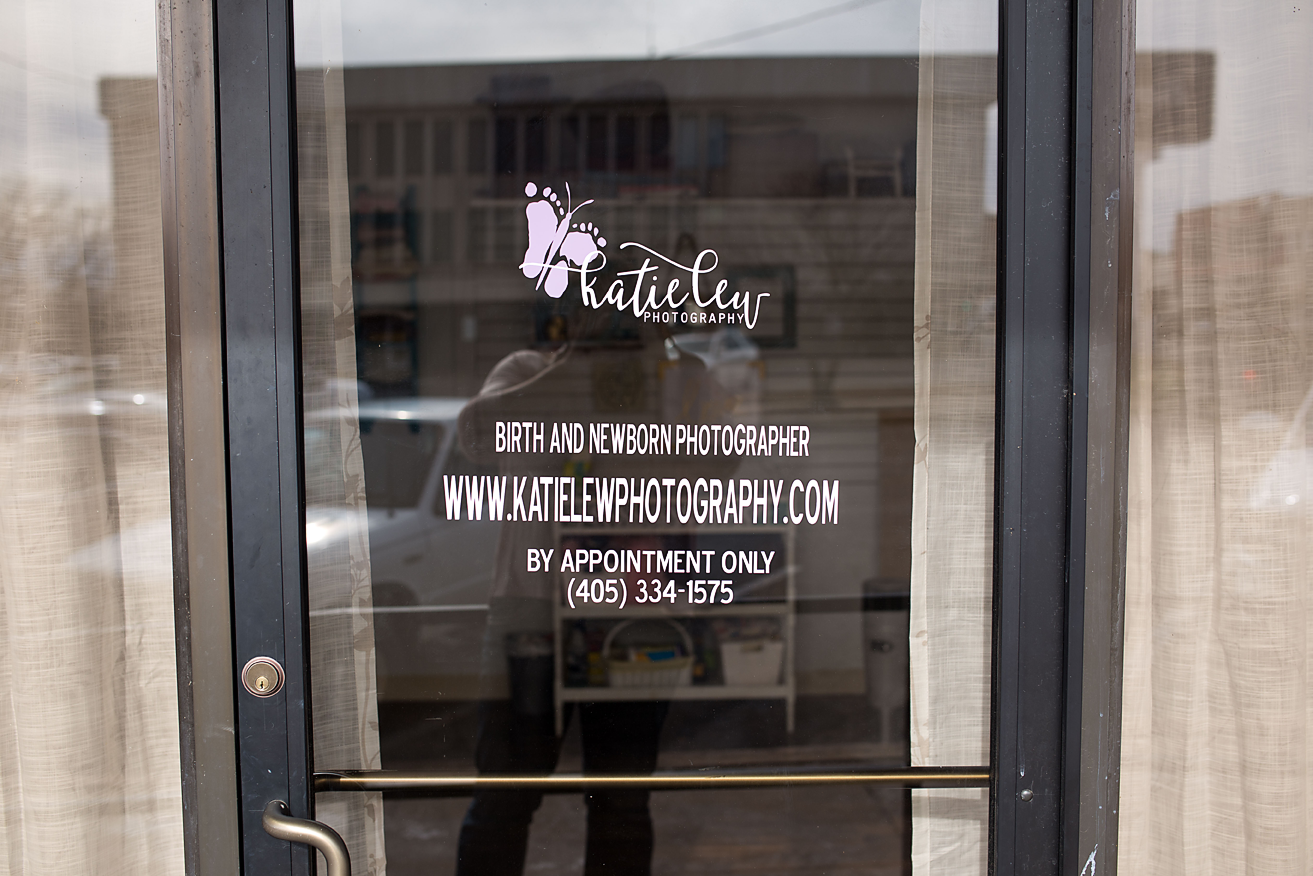 The signage on the door at the new studio