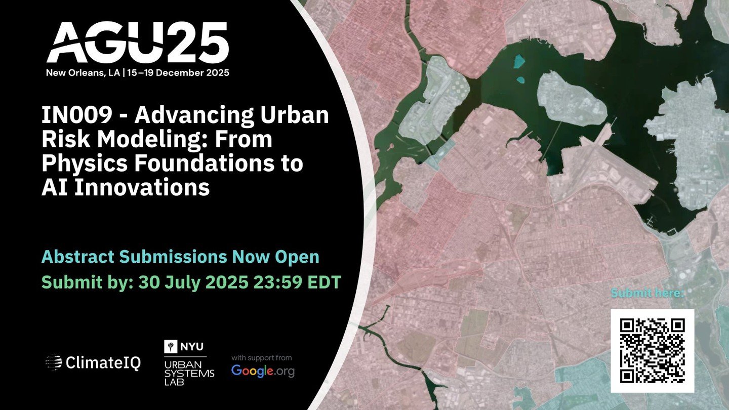 @USL_NYC will be @americangeophysicalunion Annual Meeting #AGU25 in New Orleans from Dec 15&ndash;19, 2025!

▶️ Submit your abstract to our session: IN009 &ndash; Advancing Urban Risk Modeling: From Physics Foundations to AI Innovations

🔗 Link in b
