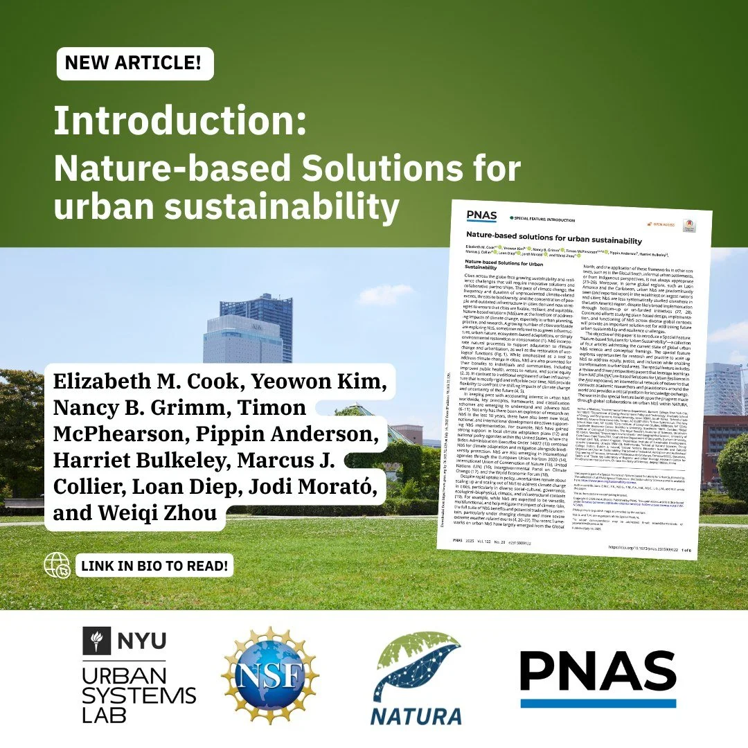 🌱 #NatureBasedSolutions are reshaping how cities face climate change, but their impact depends on community engagement, local context, and equity.

A new @thenasciences intro by Elizabeth M. Cook, Yeowon Kim, Nancy B. Grimm, and Weiqi Zhou highlight