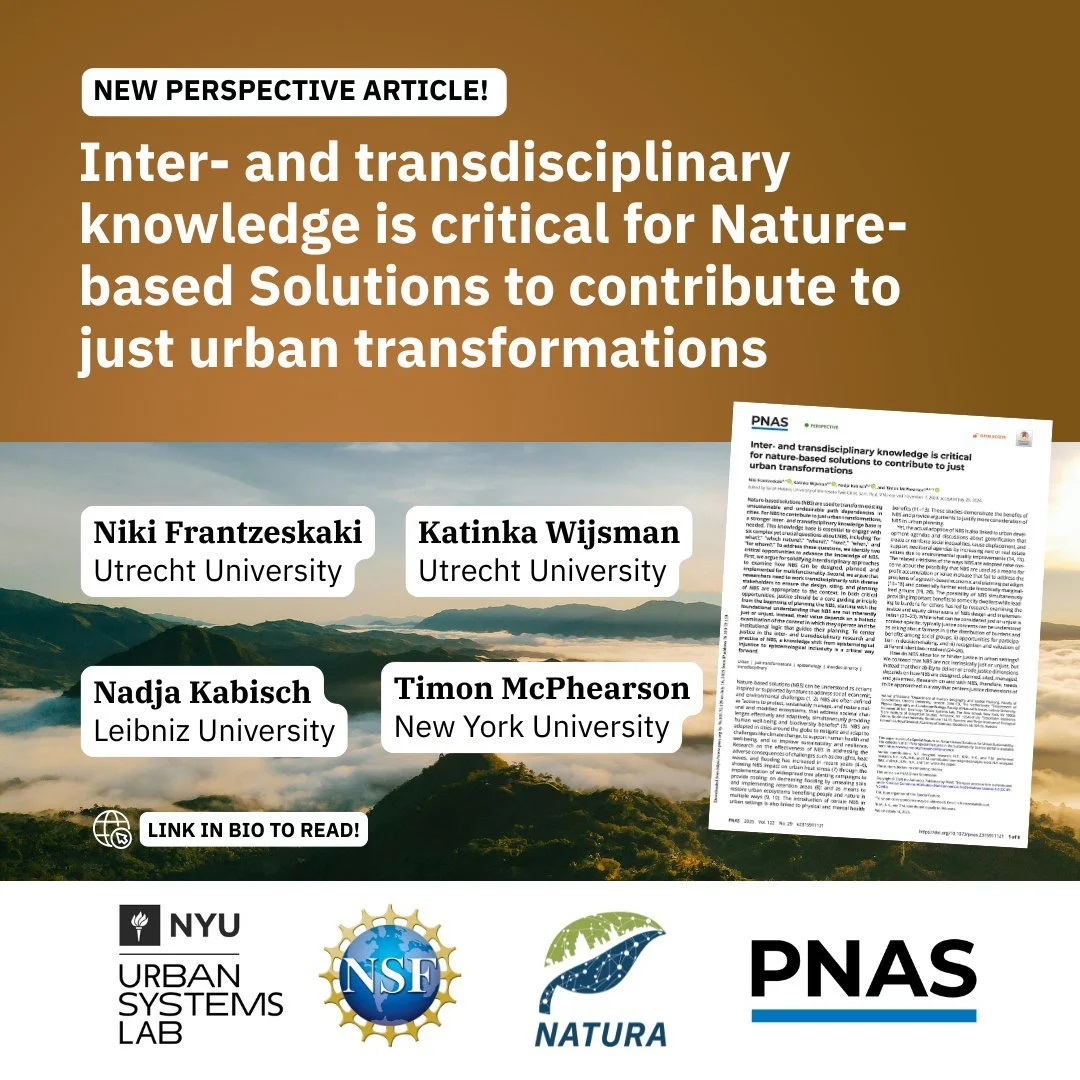 🌿 #NatureBasedSolutions aren&rsquo;t automatically just. It all depends on how, where, when, for what, and for whom they&rsquo;re implemented.

A new @thenasciences perspective by @niki_frantzeskaki , Katinka Wijsman, Nadja Kabisch, and @usl_NYC Dir