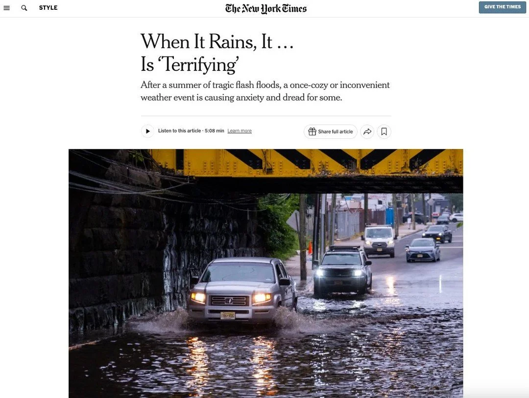 USL's @timonmcphearson featured in @NYTimes article exploring how extreme rainfall and flash floods this summer are disrupting lives and shaping public fear. &ldquo;Storms are holding more water and moving slower and dropping all the rain at once.&rd