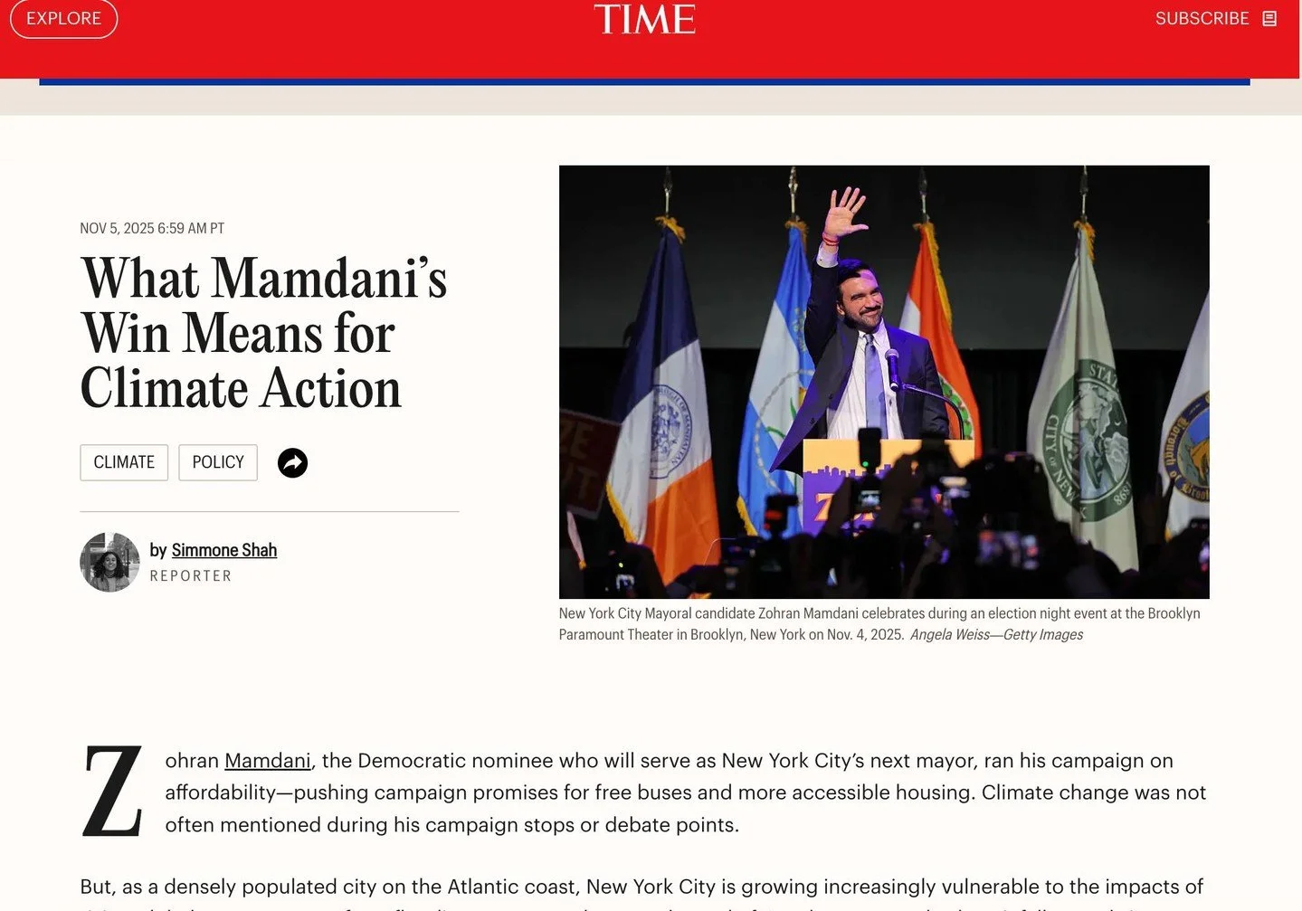 🚀 Congratulations to Mayor-elect Zohran Mamdani!
Great to see USL&rsquo;s Director, Timon McPhearson, quoted in a recent TIME magazine article discussing what Mamdami&rsquo;s win means for climate action in NYC:
&ldquo;The climate challenges in New 