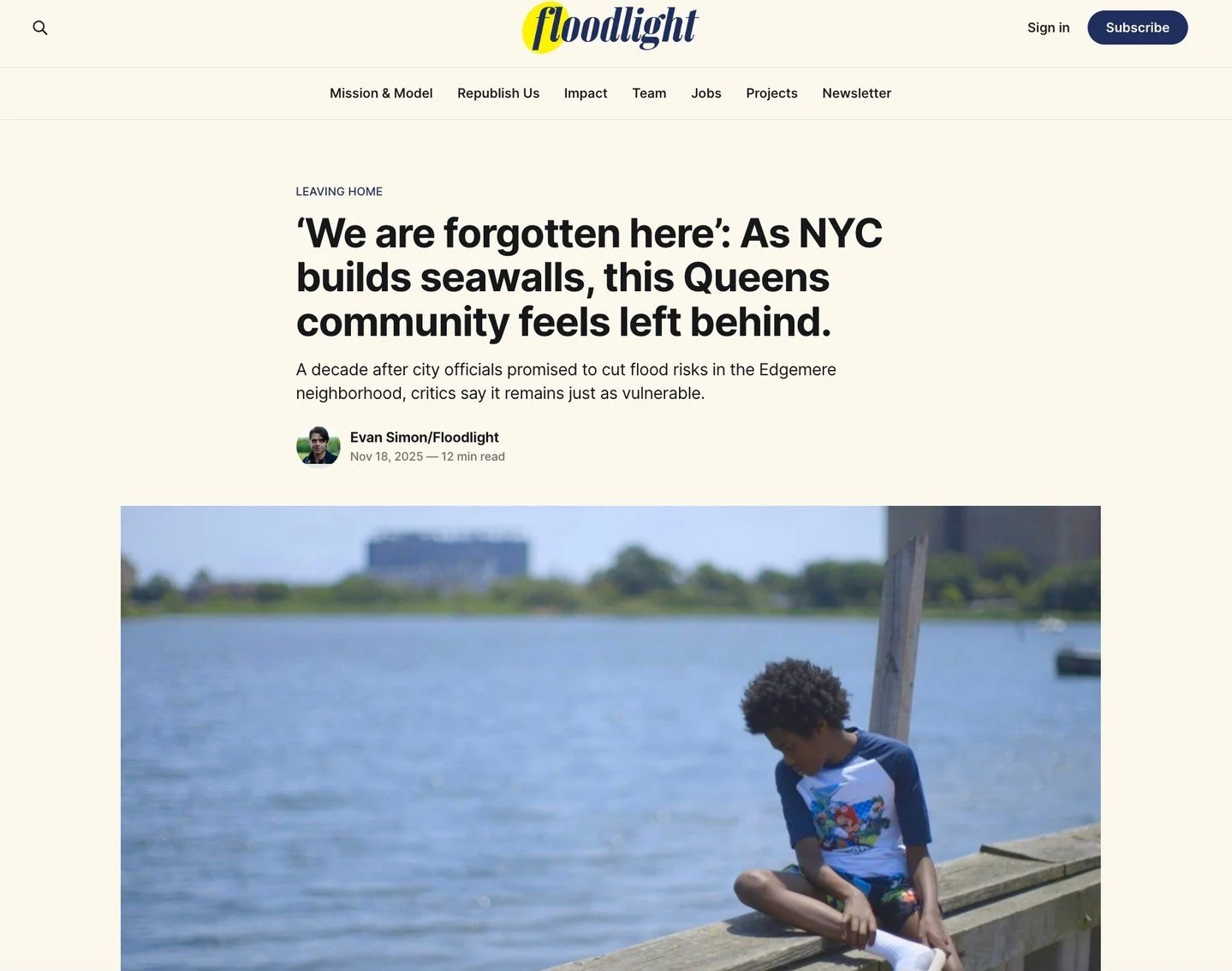 It's great to see Veronica Olivotto, a Visiting Scholar at NYU and Research Fellow at The New School is featured in the recent Floodlight and Guardian investigation: &ldquo;&lsquo;We are forgotten here&rsquo;: As NYC builds seawalls, this Queens comm
