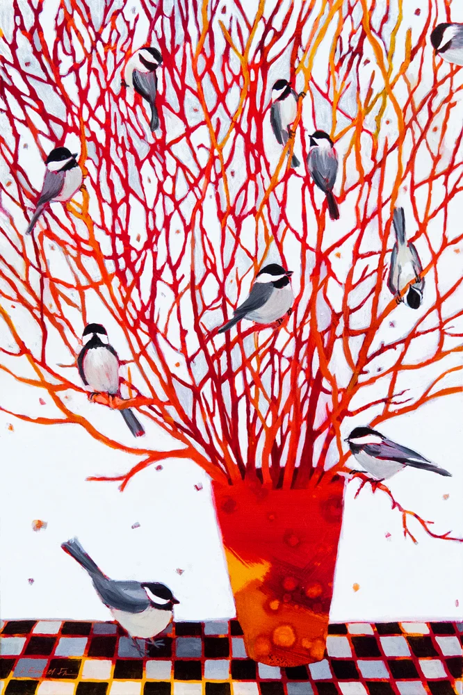 #95 Chickadee Bouquet 36x24 Tvedten Fine Art Harbor Springs, MI