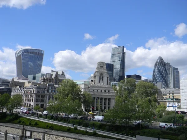 From left to right: the Walkie-Talkie, the Cheese-Grater, and the Gherkin.