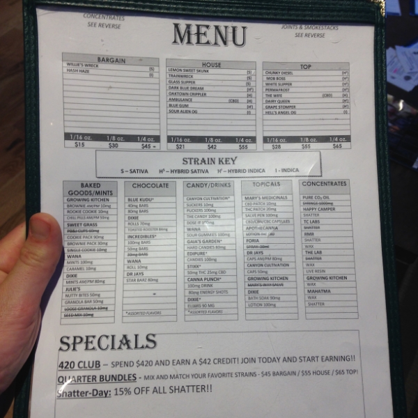 Can we talk about this marijuana menu?