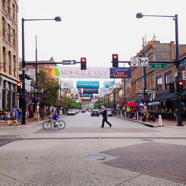 Total tourist shot of Larimer Square. (But it was a red light!)