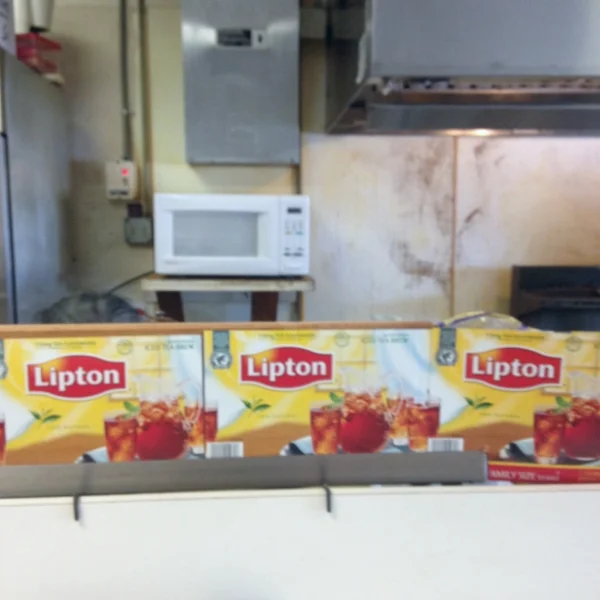 The bar, featuring Lipton iced tea.