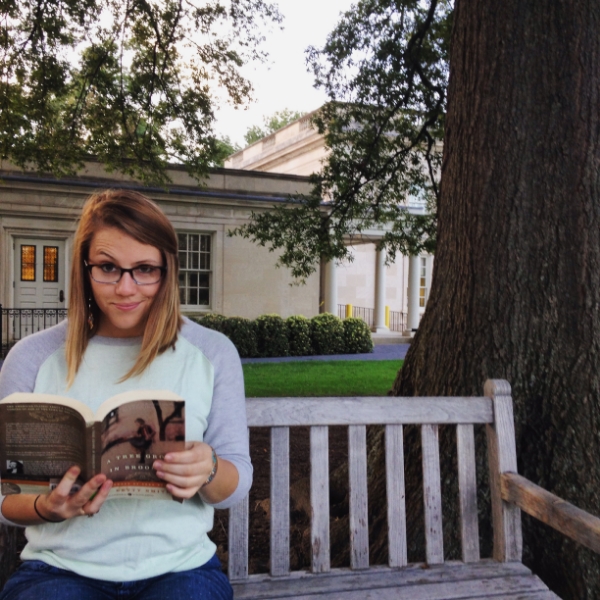 Sara gets studious in eastern bluebird fade Wilkie frames.