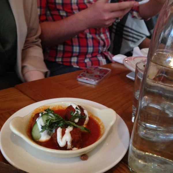 Albóndigas, or the lamb meatballs.