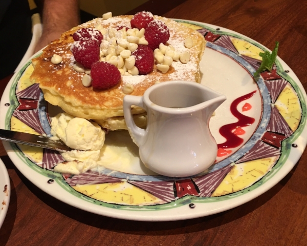 White Chocolate Raspberry Pancakes