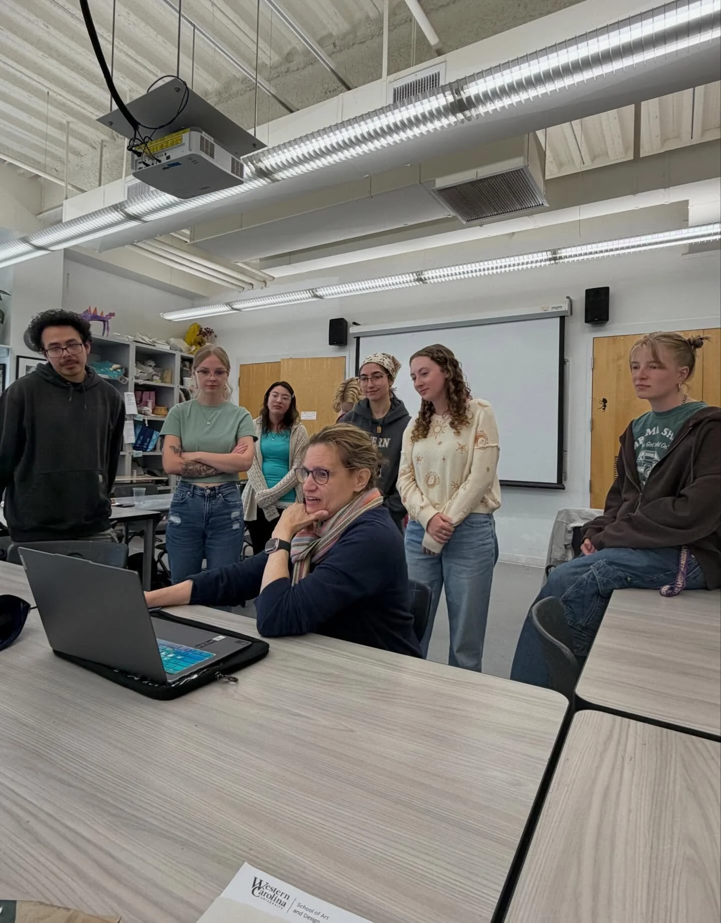 Enjoyed our time with @sharonlouden these last few days. She provided a workshop on sustaining a creative life, visited studios of graduate students, and facilitated a panel discussion @revolveavl with @jenniferdprintz @jeannierebecca @luis_alvaro_sa
