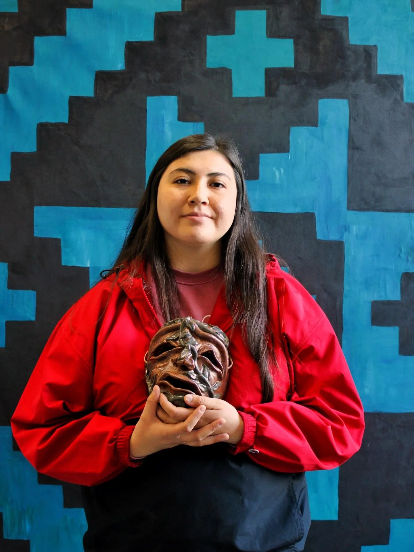 Grad Spotlight: @artsy_shara_ 🪴
Tishara Sneed is a first year MFA student. Her work explores her Cherokee culture. Focusing on creating masks from ceramics, and large scale paintings of basket patterns. 
#mfa #wcu