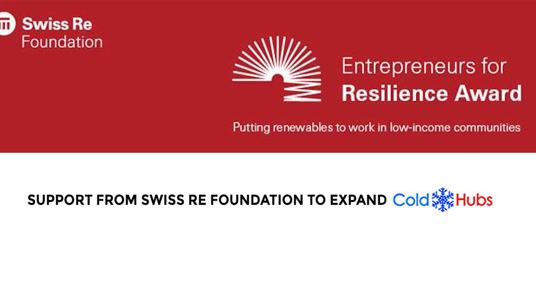 As First Runner Up of the 2018 Entrepreneurs in Resilience Awards, ColdHubs will be receiving support from Swiss Re Foundation to expand its 100% solar powered walk-in cold rooms to extend the shelf life of perishable food in Imo State and Abuja, the Federal Capital Territory (FCT) Nigeria. The ColdHubs team is excited about this incredible support coming from Swiss Re Foundation and looks forward to additional Hubs deployment to eliminate lack of cold storage induced food spoilage. Read More