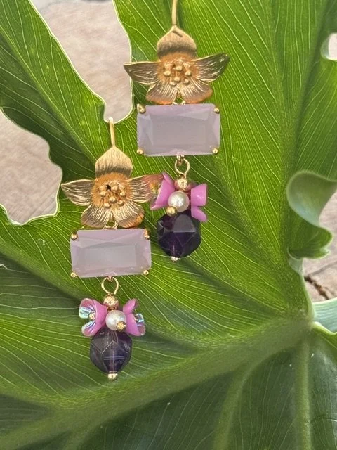 Blakey Earrings-Purple Beads