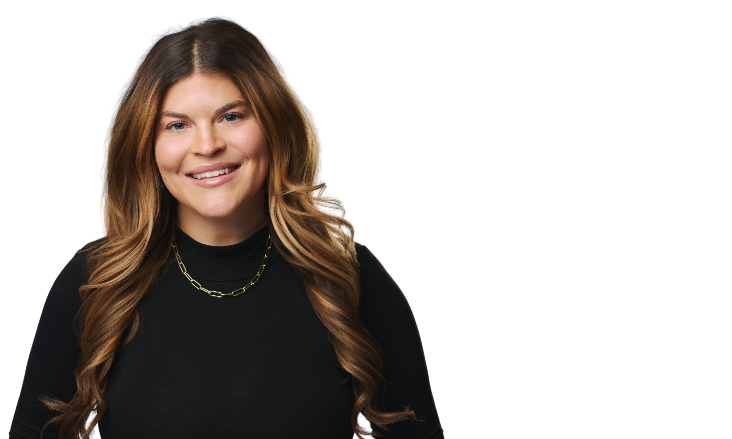 Nashville Photographer Headshot of Woman in Black Top with Brown Hair