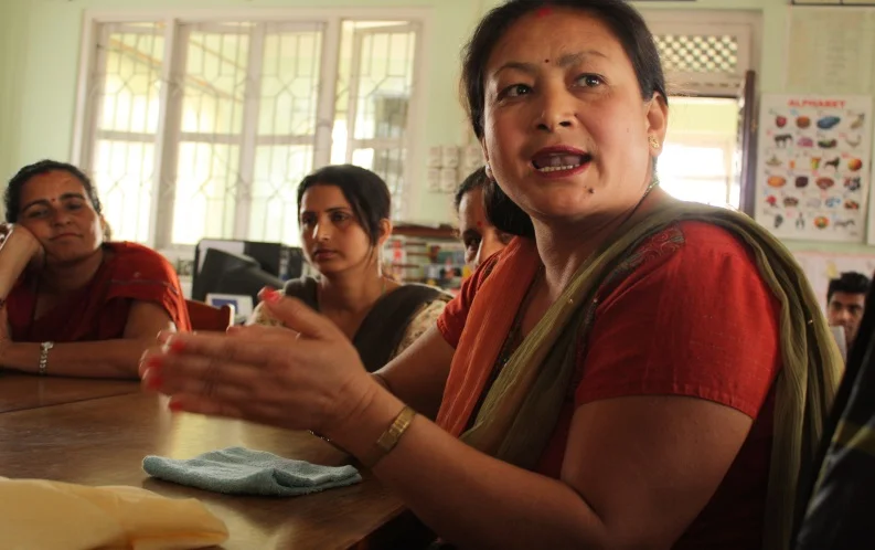 A focus group in Nepal of women participating in READ (Rural Education and Development) Global’s Community Library and Resource Center program explaining to LFA what economic empowerment and security means to them.