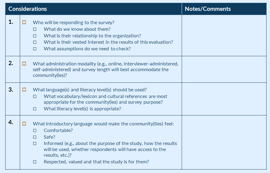 Excerpt from the Instrument Development and Data Collection Checklist
